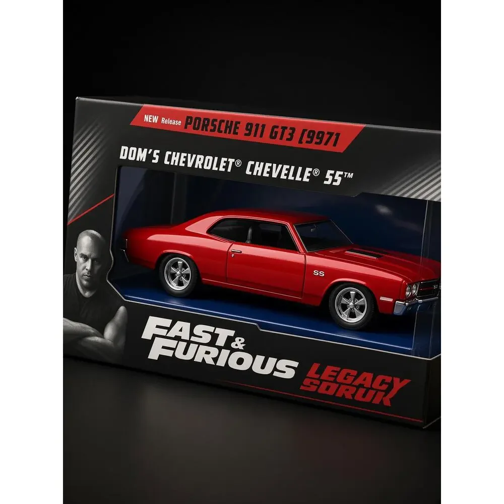 Jada Fast and Furious Legacy Series Diecast 2 Car Set Porsche 911 GT3 Chevelle